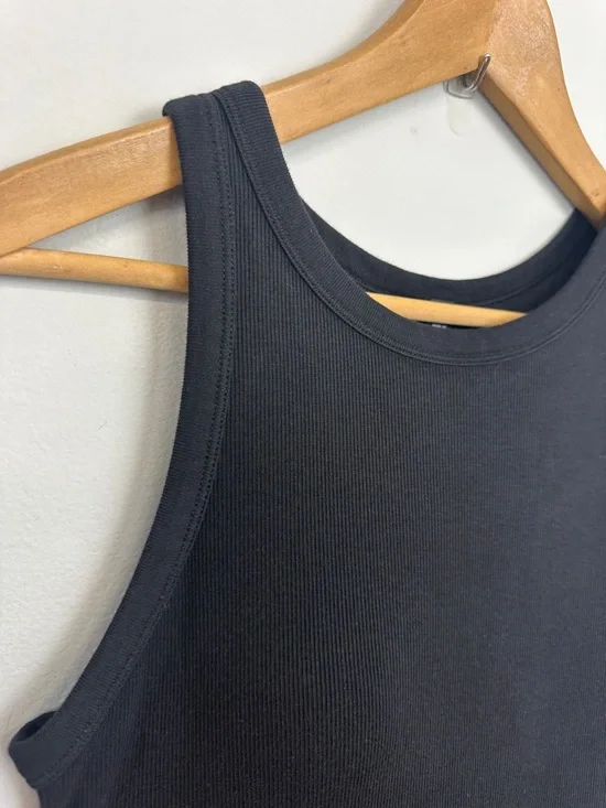 Uniqlo Ribbed Stretch Ribbed Bra Sleeveless Midi Tank Dress Sz L - Picture 7 of 13